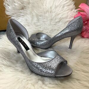 Nina Silver Glitter D’Orsay Pumps 7.5